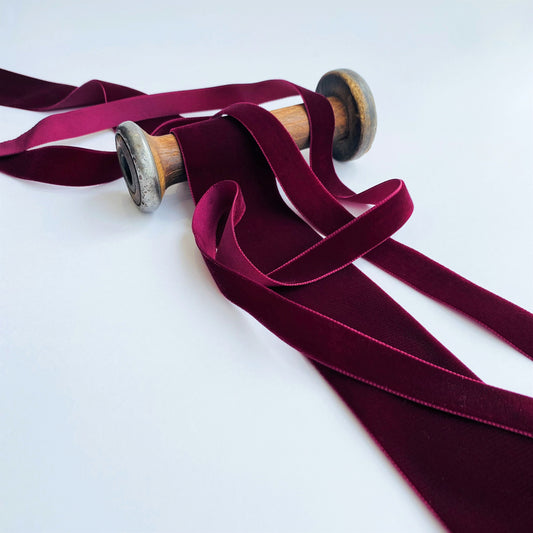 Burgundy Velvet Ribbon by Klein - Kleins Haberdashery