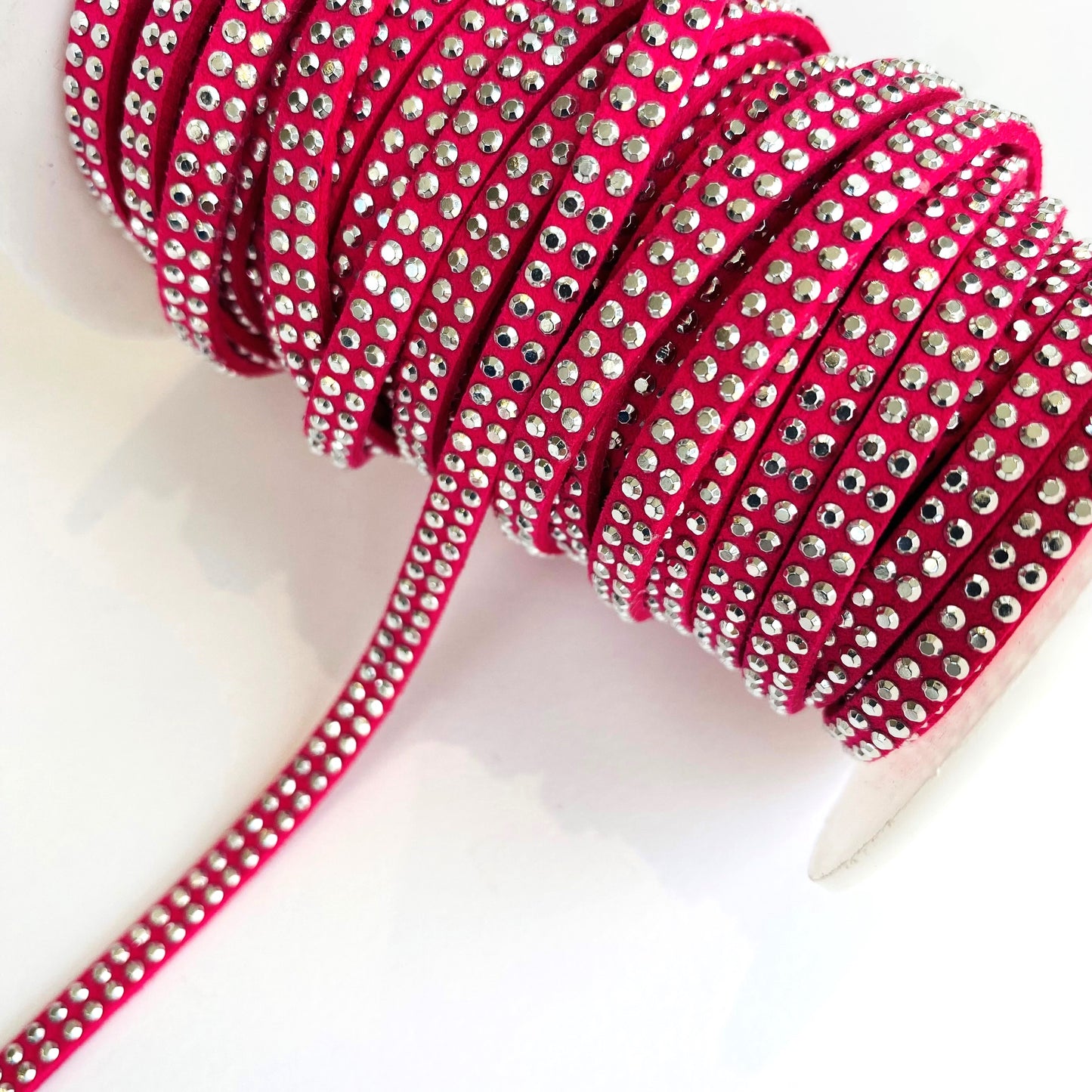 5mm Faux Suede Leather Studded Trim