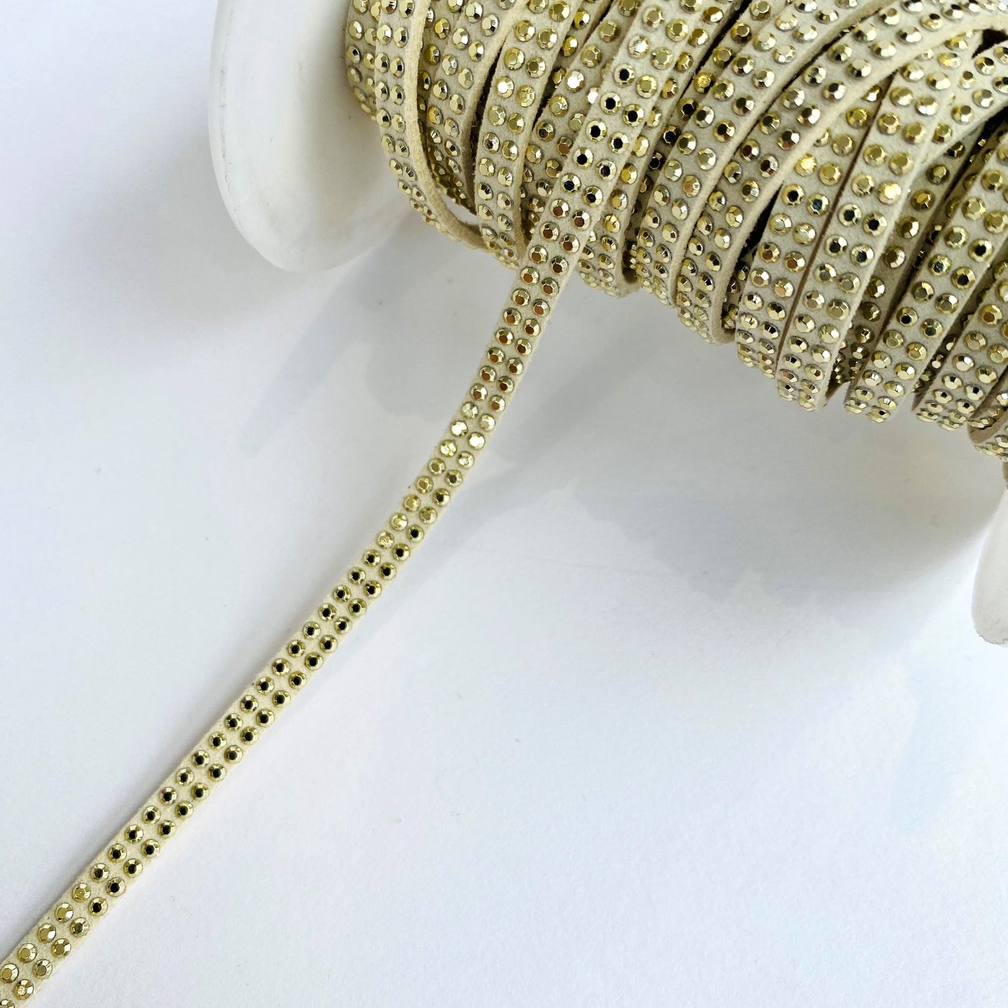 5mm Faux Suede Leather Studded Trim