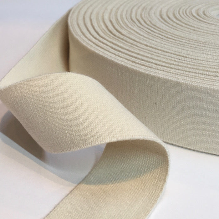 40mm ecru elastic, wide organic waistband elastic, plastic free elastic for waistbands