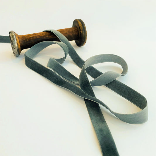Gris-Fonce Velvet Ribbon by Klein - Kleins Haberdashery