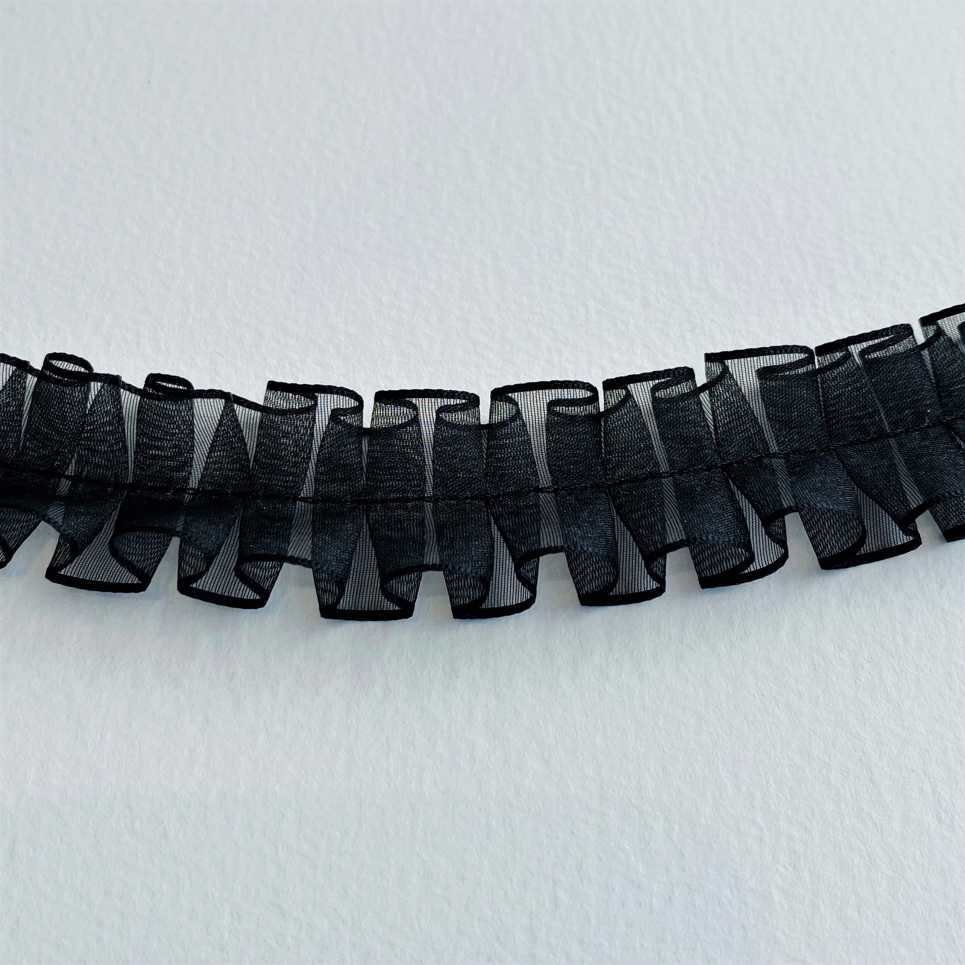 24mm Pleated Georgette ribbon by MOKUBA Japanese ribbon in black