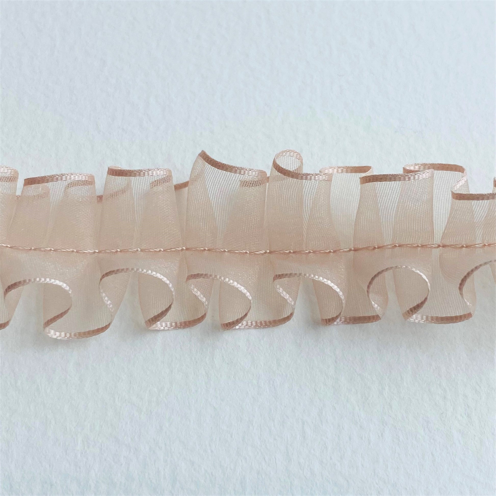 24mm Pleated Georgette ribbon by MOKUBA Japanese ribbon in blush