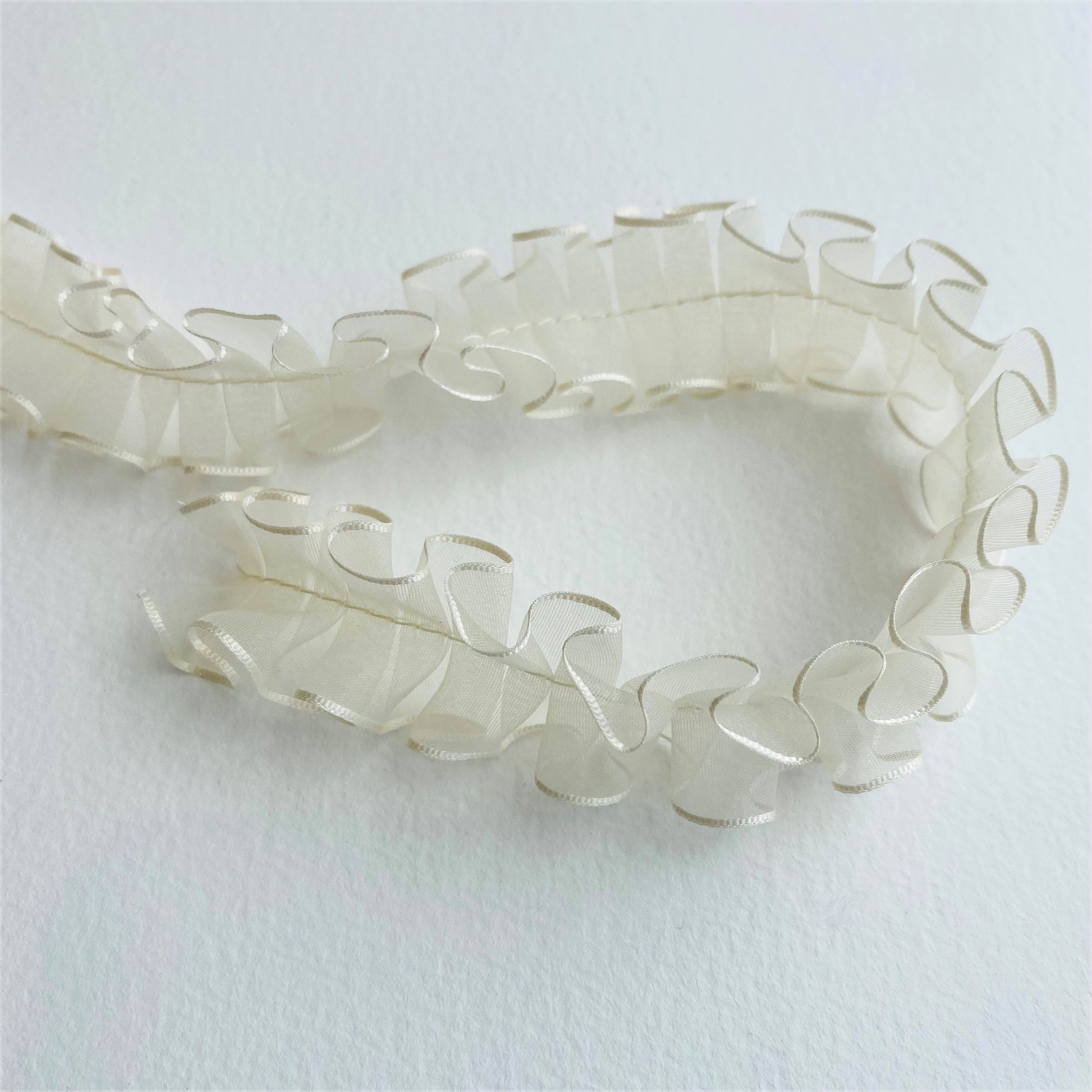24mm Pleated Georgette ribbon by MOKUBA Japanese ribbon in Ivory, bridal ribbon