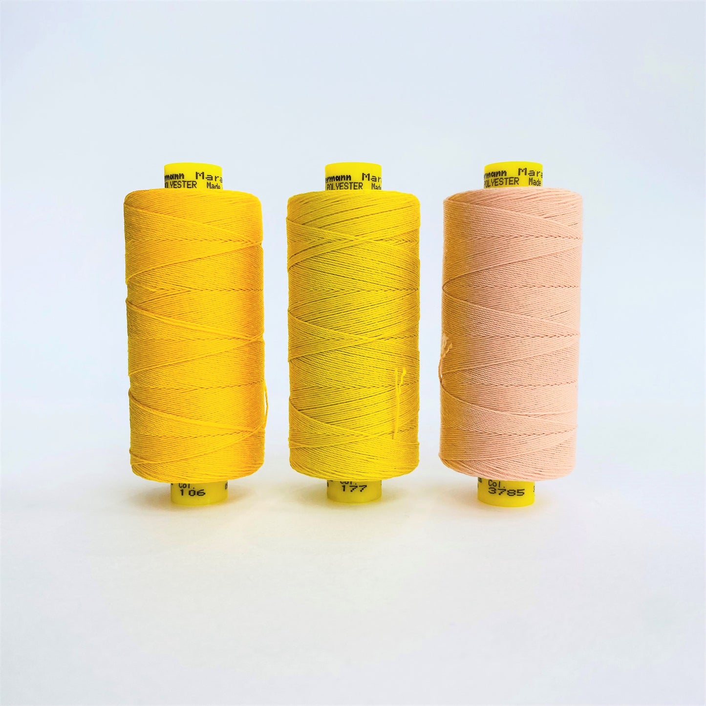 Gutermann Mara #30 Top-Stitch Sewing Thread 300m Spools (Yellow & Peach shades) - Kleins Haberdashery