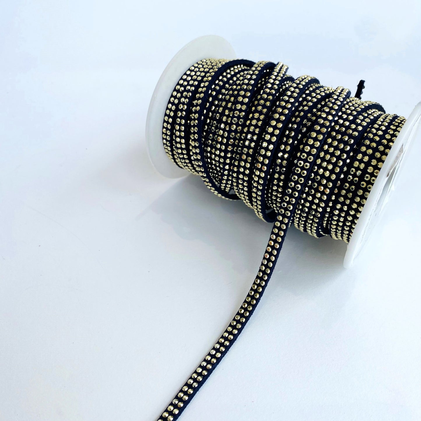 5mm Faux Suede Leather Studded Trim