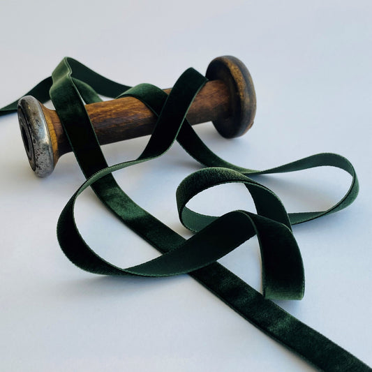 Olive Green Velvet Ribbon by Klein - Kleins Haberdashery