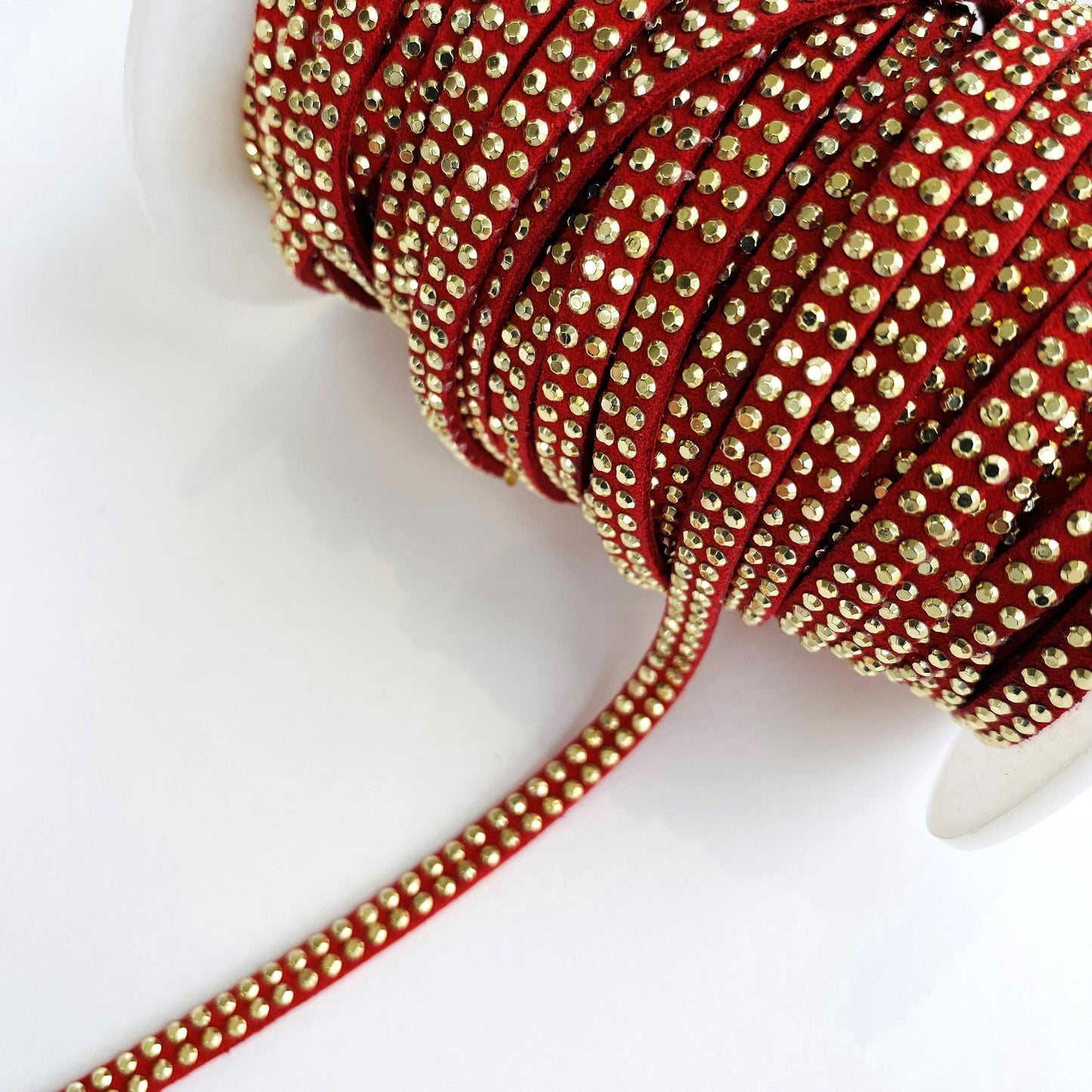 5mm Faux Suede Leather Studded Trim