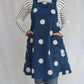 Maria Apron sewing pattern, cross-back maker's apron made in indigo spot merchant and mills fabric