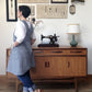 Maria Apron Version B, pinafore-style apron with full back
