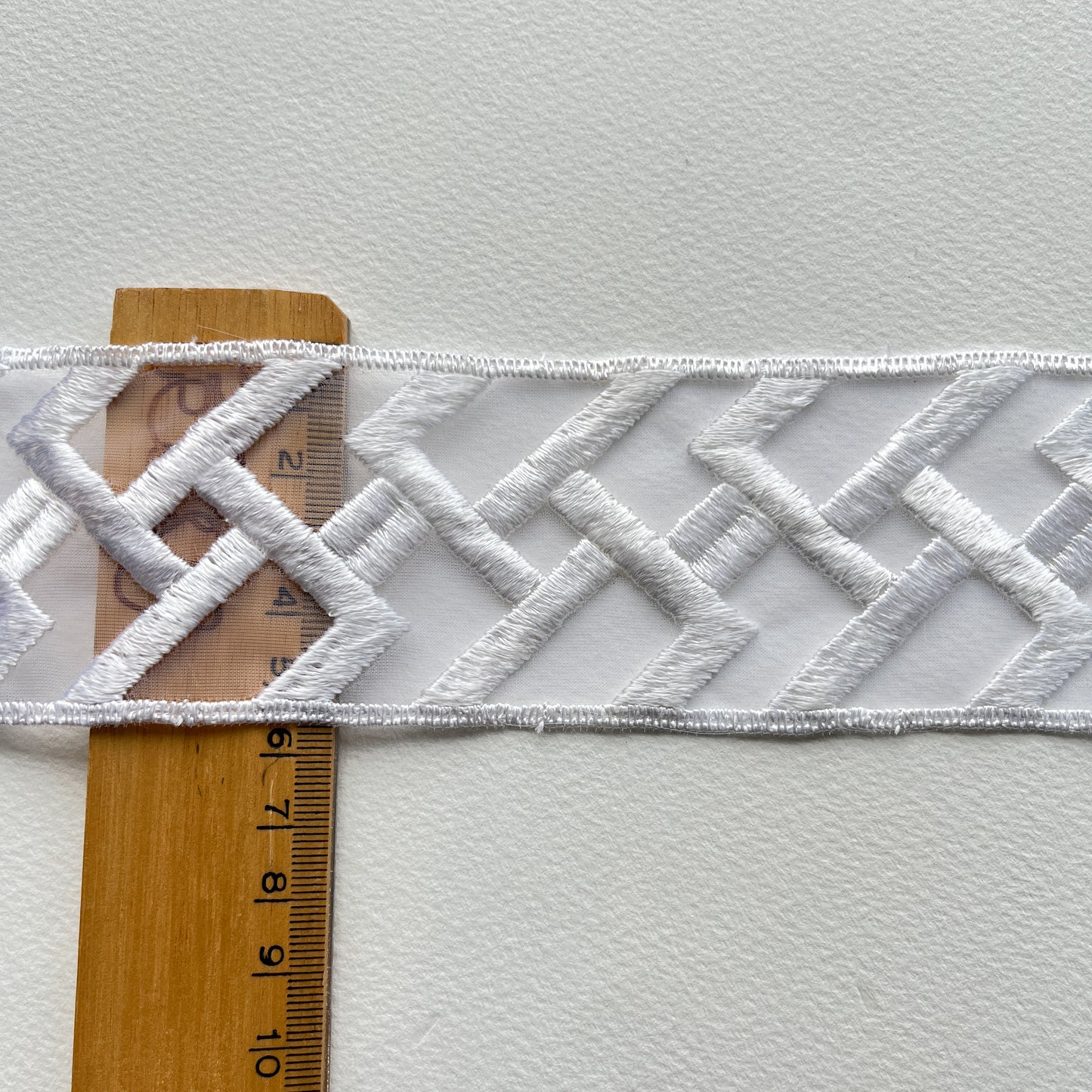 Geometric embroidered tulle lace trim, geometric Art Deco trim