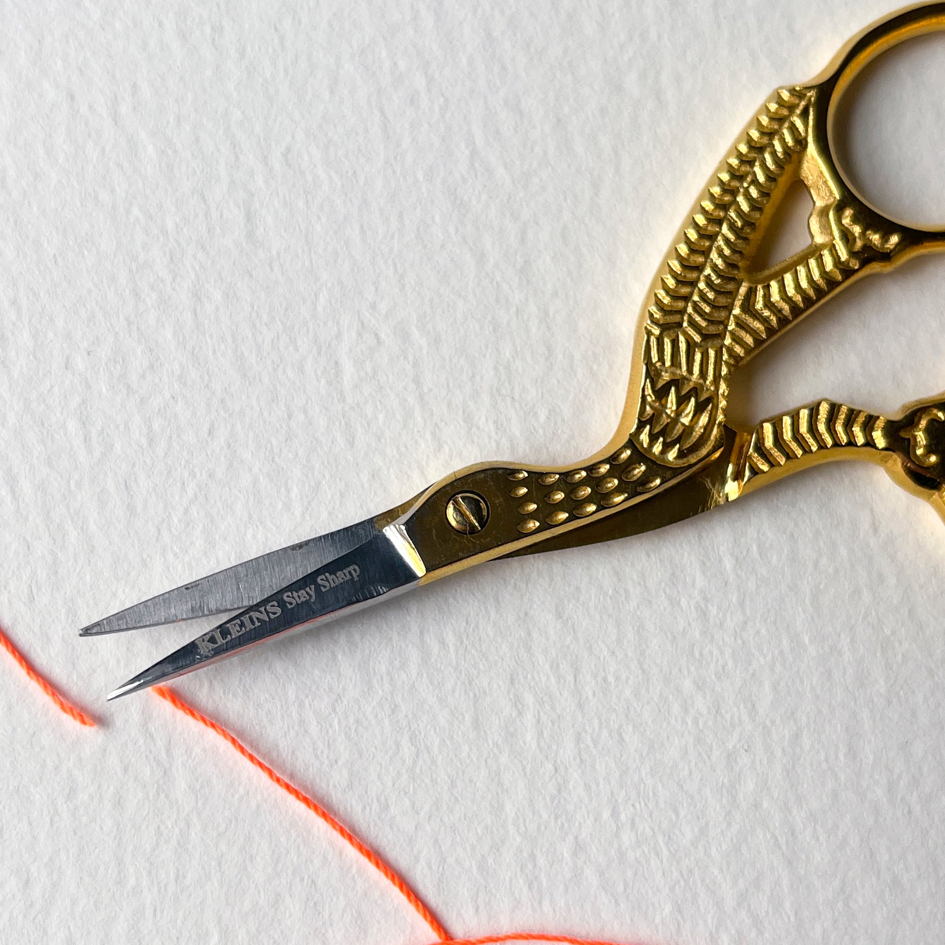 Gold stork embroidery scissors, perfect for the professional sewist or the home dressmaker.