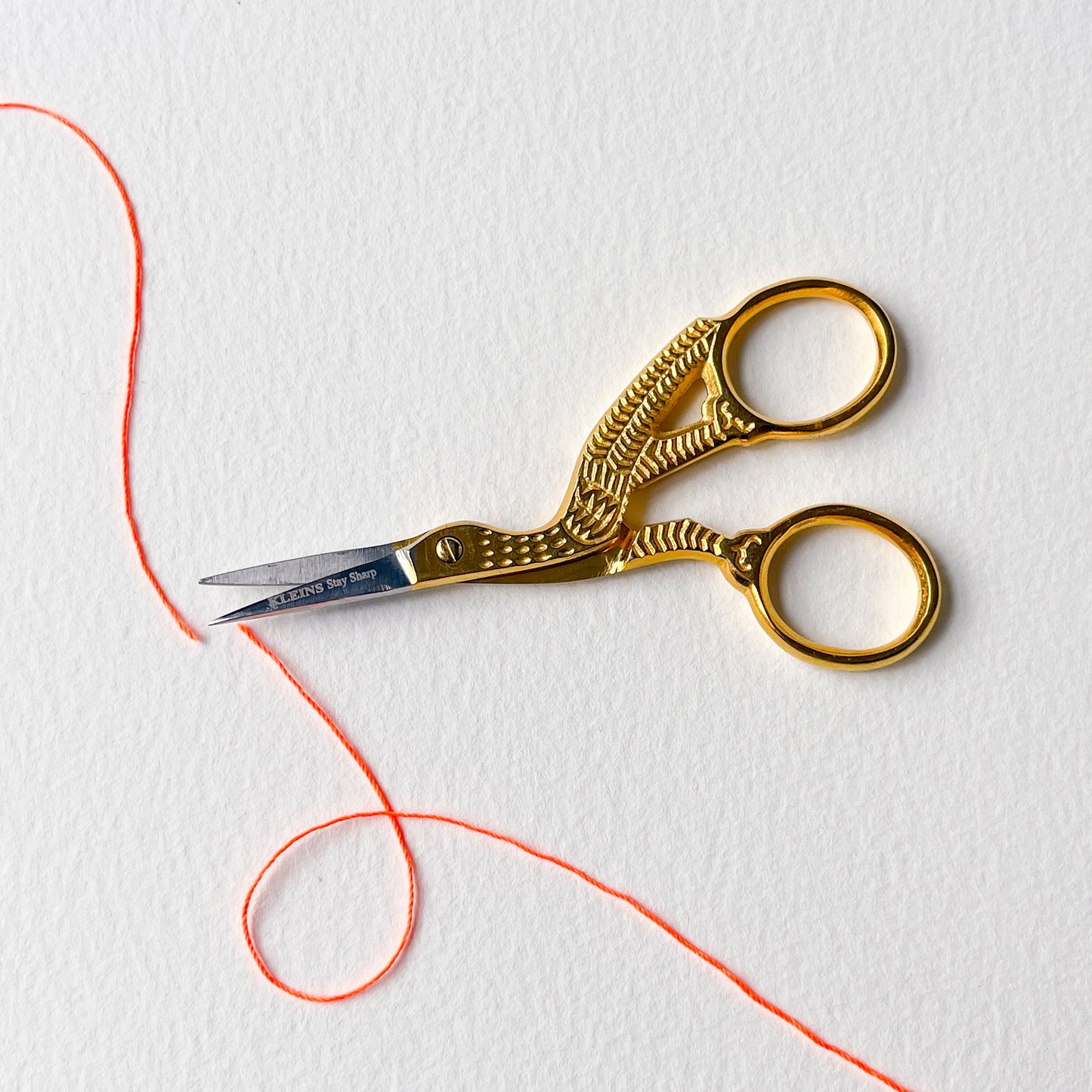 Gold stork embroidery scissors, perfect sewing tool for the professional sewist or the home dressmaker.